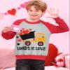 Popshion Toddler Valentines Outfit Boys Valentines Tractor Sweatshirts Truck Print Raglan Sleeve Pullover Tops 2T view 3