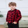 SANGTREE Boys Flannel Shirts Long Sleeve Button Down Plaid Shirts, Shacket Red Black Plaid, 8-9 Years = Tag 150 view 2