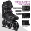 Adult Inline Skate - COSMOID High Performance Roller Skates Blades for Women & Men, 3 Wheels 110mm Metal Frame,Indoor Outdoor and Fitness Black view 4