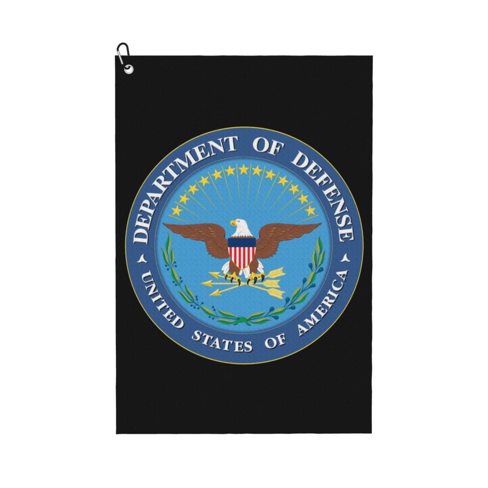 ASEDFGT United States Department of Defense Seal Golf Towel 16 x 24 Inch Golf Towels for Golf Bags Polyester Golf Towel with Carabiner Clip Men and Women Golf Accessories