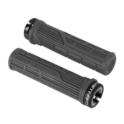 FIFTY-FIFTY Mountain Bike Grips, Single Lock-on MTB Handlebar Grips, Soft and Comfortable, Non-Slip Locking Bicycle Handle for All Mountain, Enduro, Downhill (Grey)