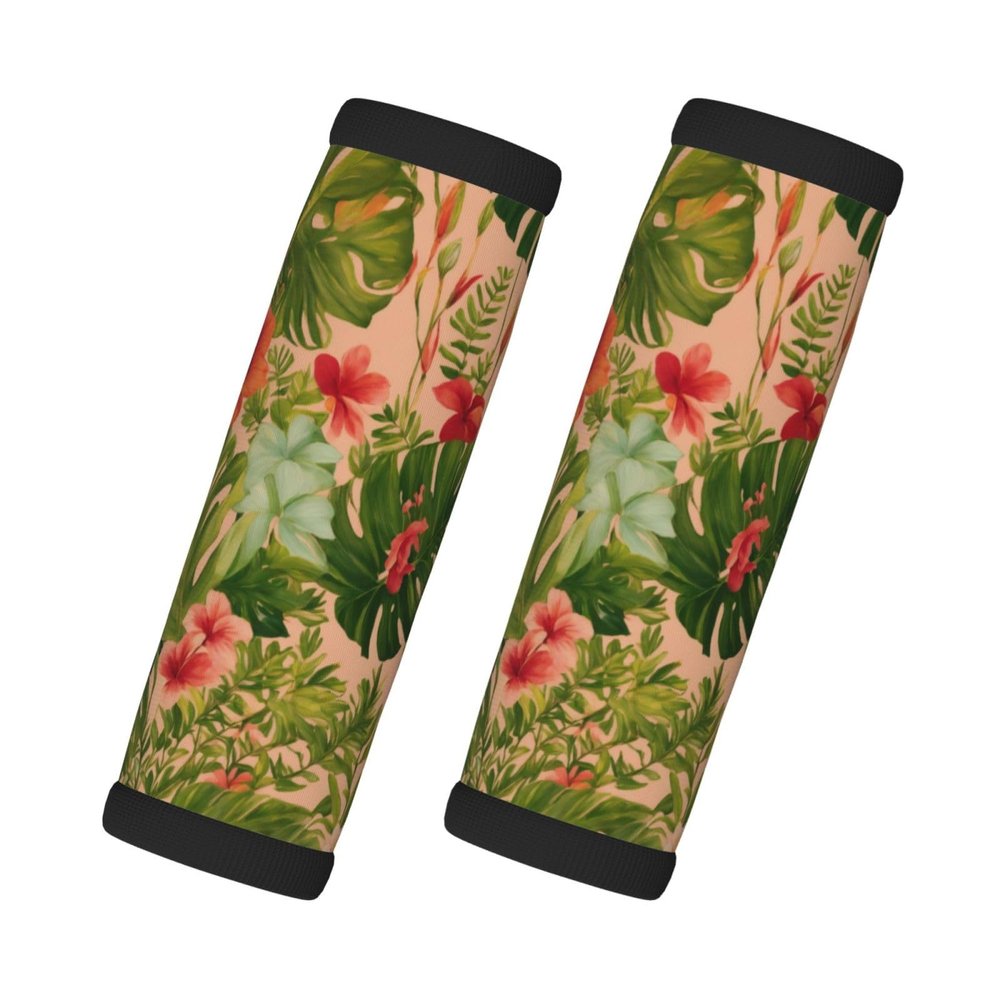 2 Pcs a Set Comfort Neoprene hojas tropicales y Flores Handle Wrap Grips for Travel Bag Luggage Suitcase Door Handle
