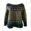 Cropped Ugly Sweaters for Women Vintage Print Long Sleeve Knit Sweater Fall Fair Isle Sweater Casual Loose Pullover Boho Tops Winter 2024 view 3
