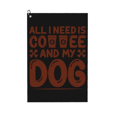 ASEDFGT All I Nee is Coffee and My Dog Golf Towel 16 x 24 Inch Golf Towels for Golf Bags Polyester Golf Towel with Carabiner Clip Men and Women Golf Accessories