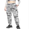 Cromoncent Girls Cargo Pants Elastic Waist Lightweight Outdoor Jogger Pants, Gray White Camo 11-12 Years