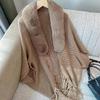 YWeiLiangSan Ladies Knitted Loose Thickened Shawl, Knitted Tassel Fur Collar Shawl, Evening Dress Shawls (Black,One Size) view 2