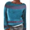 Cropped Ugly Sweaters for Women Vintage Print Crewneck Long Sleeve Knit Sweater Fall Fair Isle Sweater Pullover Boho Tops Winter 2024 view 1