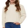 Fdqin Girl's Cream Sweater for Girls Ribbed Knit Textured Crew Neck Long Sleeve Pullover Sweater Jumper Top 4-5Y view 1