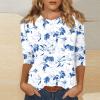 3/4 Length Sleeve Womens Tops Dressy Casual Blouses - Spring Fashion 2026 Plus Size Crew Neck Fitted Tshirts - Business Going Out Trendy Tunics Tops Beach Vacation Outfits 02-Light Blue 2X view 2