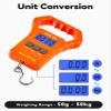 HEETA Fish Scale, 110lb/50kg Digital Portable Hanging Fishing Weight Scale with Backlit LCD Display, Luggage Scale with Non-Slip Large ABS Handle & 2 AAA Batteries, Fishing Gifts Gear for Men, Orange view 3