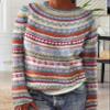 Cropped Ugly Sweaters for Women Vintage Print Long Sleeve Knit Sweater Fall Fair Isle Sweater Casual Loose Pullover Boho Tops Winter 2024 view 2