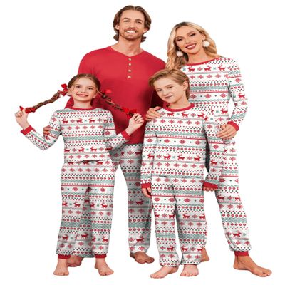 Ekouaer Family Christmas Pajamas Matching Sets Womens Mens Pjs Long Sleeve Lounge Set Holiday Sleepwear Red S