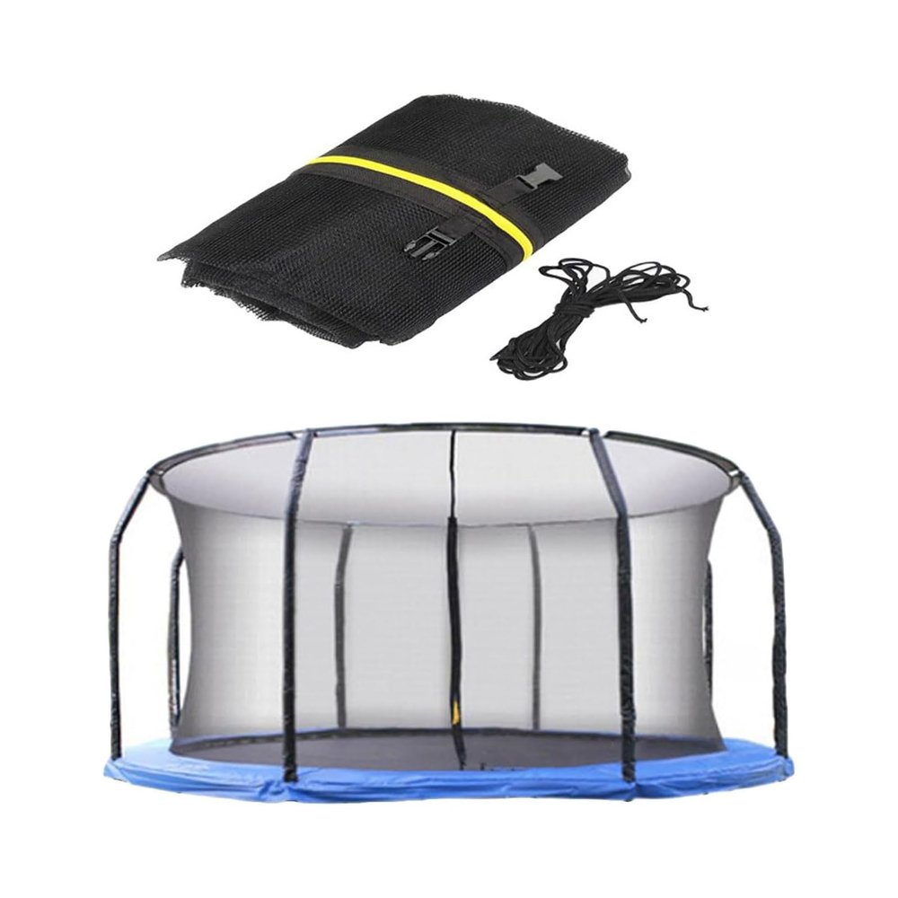 Trampoline Safety Net Replacement, 12FT UV Resistant Trampoline Enclosure Surround Netting with Zippers and Buckles, Fits Most Outdoor Garden Round Frames Trampolines Accessories,12 FT - 8 poles,Black