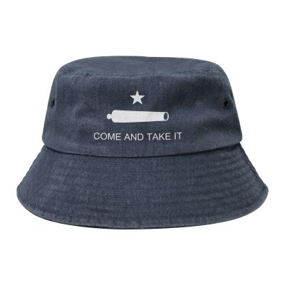 Come and Take It Gonzales Flag Texas Battle Outdoors Washed Denim Fisherman Hat Fishing Hat Bucket Hat Cowboy Hat