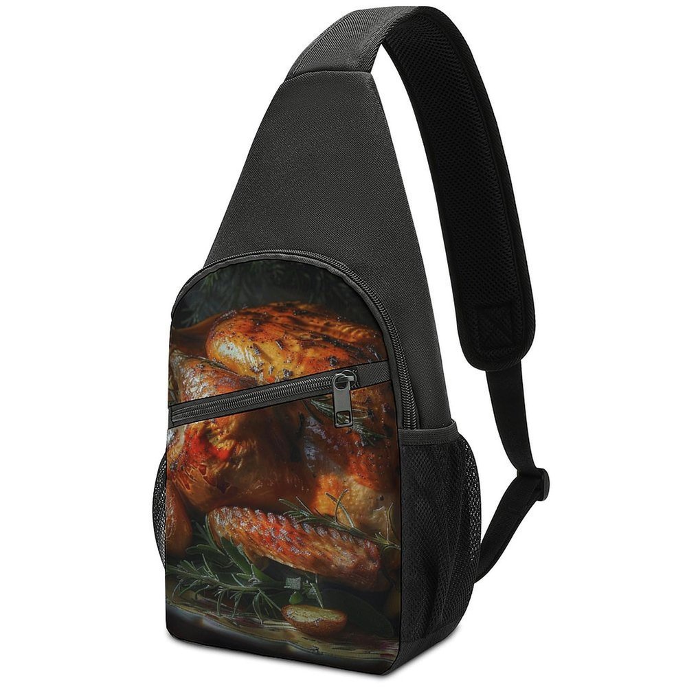Sling Bag Delicious Roast Turkey Crossbody Bag Sling Backpack Chest Bag Casual Daypack for Travel Hiking
