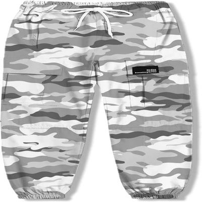 Cromoncent Girls Cargo Pants Elastic Waist Lightweight Outdoor Jogger Pants, Gray White Camo 9-10 Years