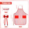 6pcs 1950s Waiter Costume Kit, Red White Striped Apron Chef Hat Red Bow Tie Candy Striper Costume Carnival Costume for Adult Halloween Christmas Cosplay Party view 2