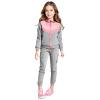 LANZIYAYA Girls Hoodies Full Zip Sweatshirt with Zipper Pocket Jogger Sweatpants Casual Sweatshirt 2 Piece Set (US, Age, 14 Years, Light Gray) view 1