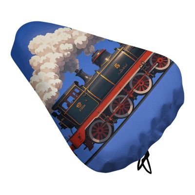 NWGHM Bike Seat Cover Steam Train Clouds Bike Saddle Cover Comfortable Exercise Bike Seat Cushion Waterproof Bicycle Seat Cover with Drawstring Bike Seat Rain Cover for Men Women