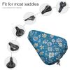 NWGHM Bike Seat Cover Blue Floral Bike Saddle Cover Comfortable Exercise Bike Seat Cushion Waterproof Bicycle Seat Cover with Drawstring Bike Seat Rain Cover for Men Women view 3
