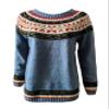 Cropped Ugly Sweaters for Women Vintage Print Crewneck Long Sleeve Knit Sweater Fall Fair Isle Sweater Pullover Boho Tops Winter 2024 view 3