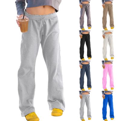 Low Rise Sweatpants Women Baggy Wide Leg Sweatpants Women Baggy Low Rise Sweatpants Interior Drawstring Athletic Joggers Cotton Yoga Pants with Pockets Soft Lounge Pants Fall Sweat Pants Track Pants