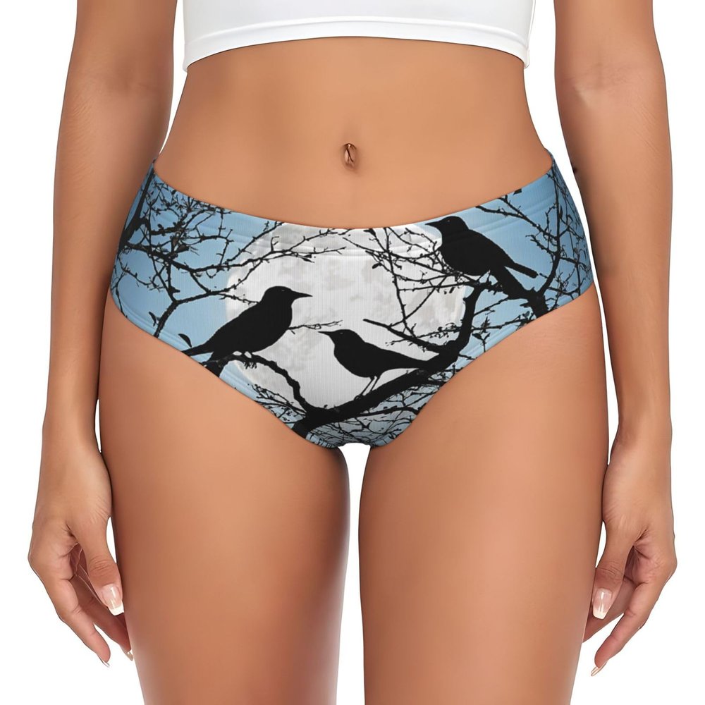 KDSEFHHCB Black Crow Birds Print Women'S Briefs Women Stretch Panties