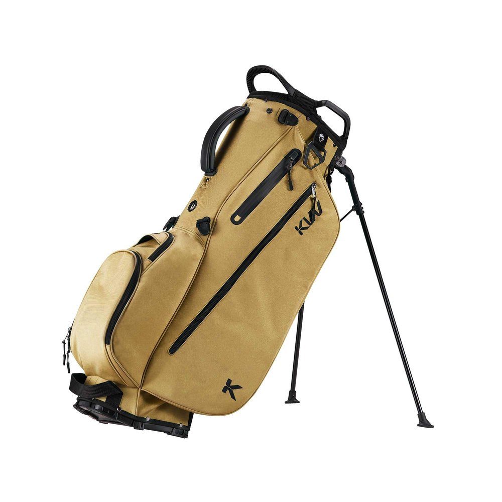 KVV Lightweight Golf Stand Bag with 7 Way Full-Length Dividers, 5 Zippered Pockets, Automatically Adjustable Dual StrapsElegant Design(Khaki)