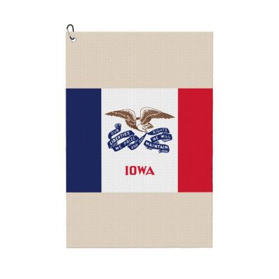 YQxwJL Iowa State Flag Print Funny Golf Towel,Premium Towel,Microfiber Waffle Pattern Towels,Golf Gift for Men