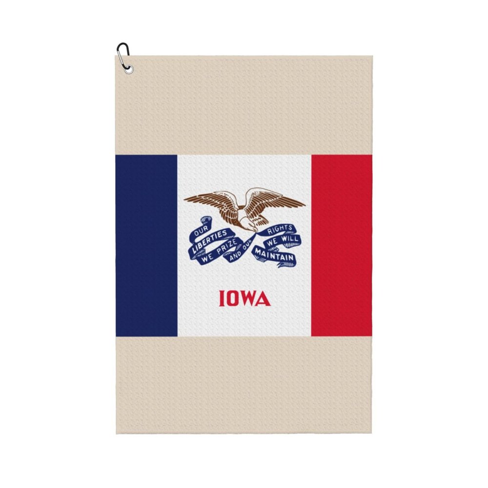 YQxwJL Iowa State Flag Print Funny Golf Towel,Premium Towel,Microfiber Waffle Pattern Towels,Golf Gift for Men