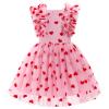 OBEEII Girls Hearts Prints Dress Toddler Ruffle Hearts Birthday Party Dress Little Girls Princess Pageant Dress Photoshoot Formal Prom Gown Red-Hearts 4-5 T view 1