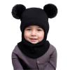 ENBAOHUI Baby Winter Hat Scarf 2 Packs Toddler Winter Hat Boys Girls Beanies for Kids Knit Warm Kids Beanie hat 1-6T Black&Khaki view 4
