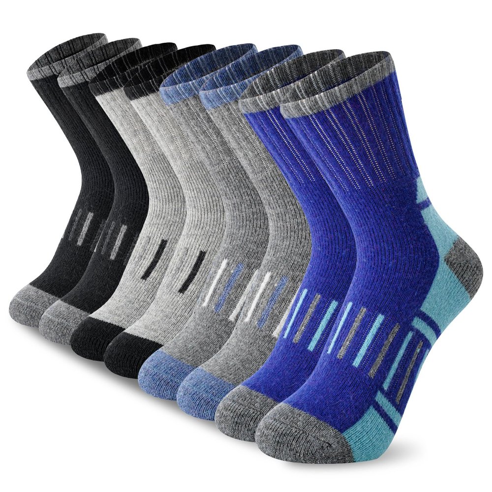 BISOUSOX Kids Wool Socks Boys Socks 10-12 Years Old Soccer Baseball Youth 6-8 Thermal Hiking Boot Crew Cushion Sock Gift