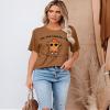 Thanksgiving Shirt Women Friends Turkey T-Shirt Friendsgiving Short Sleeve Turkey Giving Tops Brown view 4