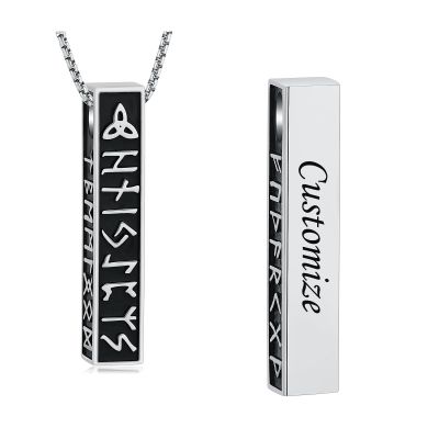 AIWENXI Fu Wen Tiao Cremation Jewelry for Ashes Vertical Bar Ashes Necklaces for Men Women Stainless Steel Keepsakes Memorial Human Pet Ashes Pendant Jewelry