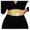Yalice Women Wide Elastic Waist Belt Gold Stretch Belt for Dresses Thick Leather Belts Cosplay Waistband for Ladies (Gold, Fit Waist Size: 30''-36'') view 3