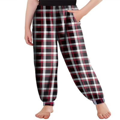 Arshiner Girls Pajama Pants Kids Plaid Pj Pants Comfy Lounge Sleepwear Bottoms with Pockets Red White Plaid 9-10 Years