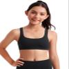 CRZ YOGA Girls Butterluxe U Back Sports Bra - Yoga Athletic Casual Tops Scoop Neck Padded Crop Kids Teen Black Medium view 1