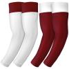 Coume 2 Pairs Double Arm Sleeves Football Drip Arm Sleeves for Football Basketball Baseball Volleyball(Maroon and White,M) view 1