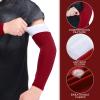 Coume 2 Pairs Double Arm Sleeves Football Drip Arm Sleeves for Football Basketball Baseball Volleyball(Maroon and White,M) view 3