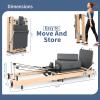 Foldable Pilates Reformer Machine, Oak Wood Home Equipment with Reformer Box & Jump Board, Adjustable Resistance, Home, Studio & Yoga Workouts, Easy to Move, Supports Up to 500 lbs (Ash Grey) view 2