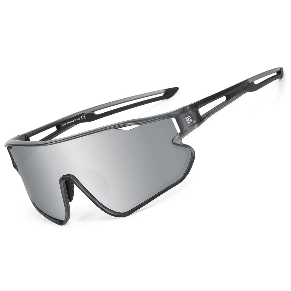 DUCO Sports Polarized Sunglasses for Men Women Running Sunglasses Fishing Cycling Baseball Glasses UV400 Protection DC0023 (Clear Grey Frame Revo Silver Lens)