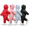 Newborn Baby Puffer One-Piece Snowsuit Boy Girl Lightweight Fluffy Down Jacket Hooded Jumpsuit Bear (Red, 0-3 Months) view 2