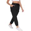 AGVNG Women Hiking Pants Waterproof Quick Dry Cargo Pants Joggers with Pockets Elastic Waist Drawstring UPF 50+ Lightweight Work Casual Travel Workout Black M view 4