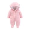 Baby Girls' Footed Jumpsuit Fluffy Fleece Hooded Romper Newborn Bear Snowsuit One-Piece Baby Boys' (Pink, 9-12 Months) view 1