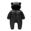 Newborn Baby Puffer One-Piece Snowsuit Boy Girl Lightweight Fluffy Down Jacket Hooded Jumpsuit Bear (Black, 0-3 Months) view 1