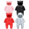 Newborn Baby Puffer One-Piece Snowsuit Boy Girl Lightweight Fluffy Down Jacket Hooded Jumpsuit Bear (Black, 0-3 Months) view 2