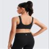CRZ YOGA Girls Butterluxe U Back Sports Bra - Yoga Athletic Casual Tops Scoop Neck Padded Crop Kids Teen Black Small view 2
