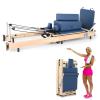 Pilates Reformer Machine,Oak Wood Home Pilates Equipment, Foldable Pilates Reformer with Reformer Box, Jump Board for Home Workouts and Body Exercises, Suits for Studio Gym Yoga view 1