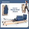 Pilates Reformer Machine,Oak Wood Home Pilates Equipment, Foldable Pilates Reformer with Reformer Box, Jump Board for Home Workouts and Body Exercises, Suits for Studio Gym Yoga view 2